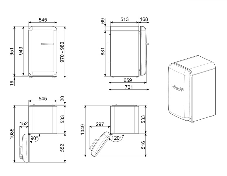 Frigo Smeg FAB10HLWH6 detail 2