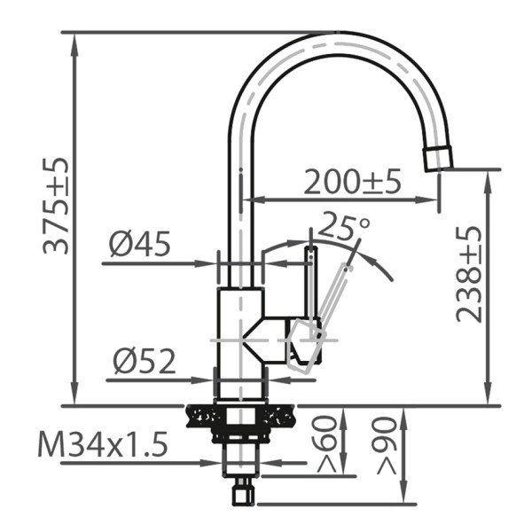 Robinet mono-commande Caressi CA121IECO detail 1