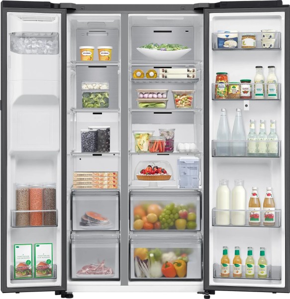 Side/Side + 3 et 4 portes Samsung RS90F67BEF/Zwart detail 2