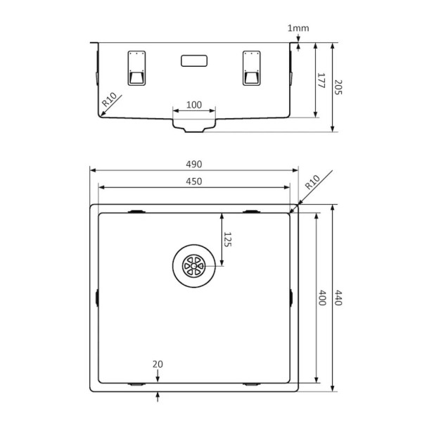 Enkele spoelbak Lorreine 55SP detail 1