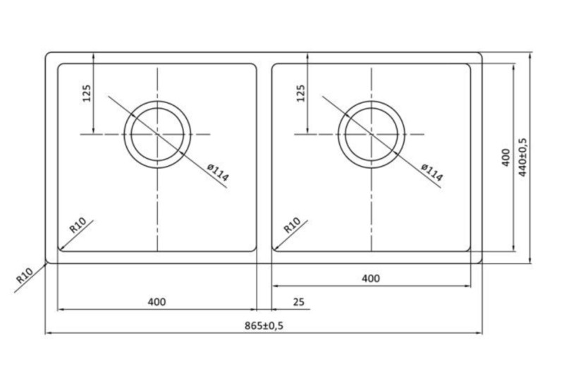 Dubbele spoelbak Lorreine 4040R detail 1