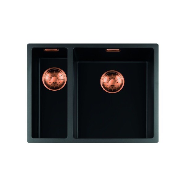 Anderhalve spoelbak Lorreine 3415BQ-FU-COPPER vooraanzicht