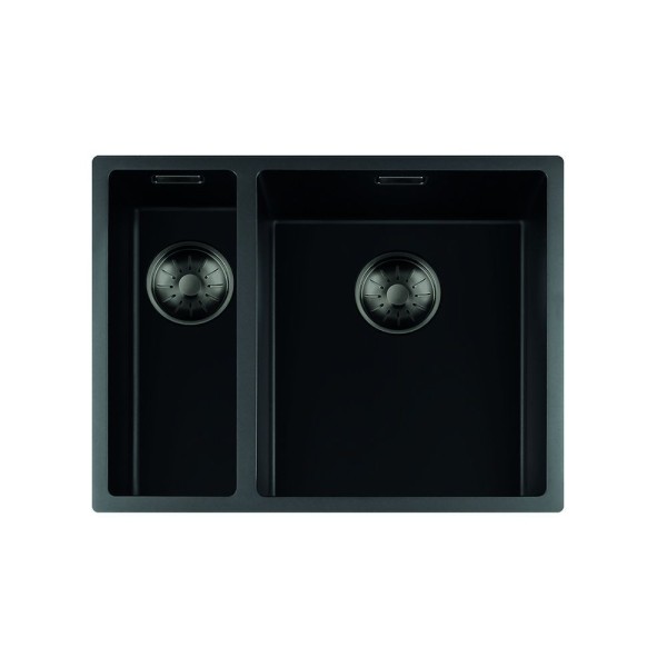 Evier 1 1/2 bassin Lorreine 3415BQ-FU-GUNMETAL vooraanzicht