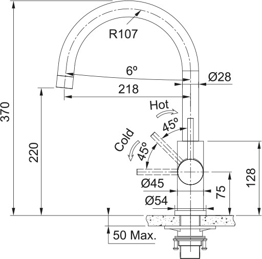 Eéngreepskraan Franke 301228/ACTIE detail 7
