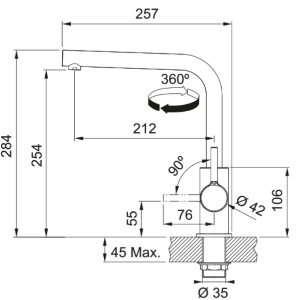 Eéngreepskraan Franke 301071 detail 2