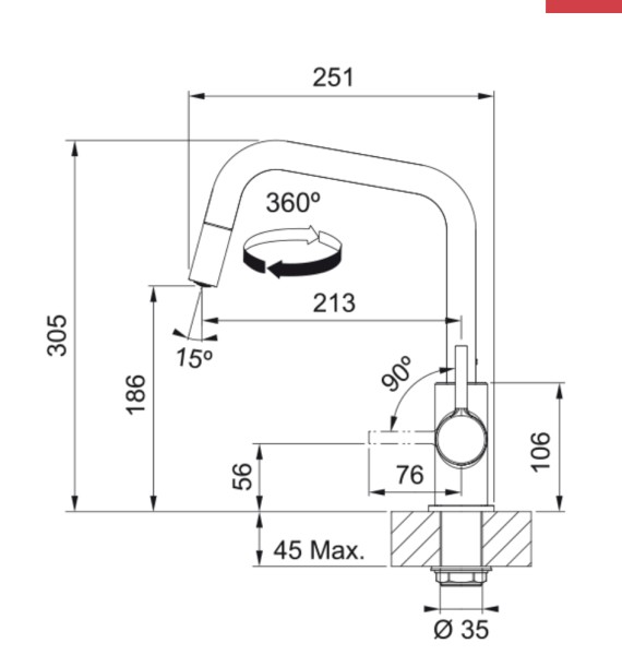 Eéngreepskraan Franke 301060 detail 1