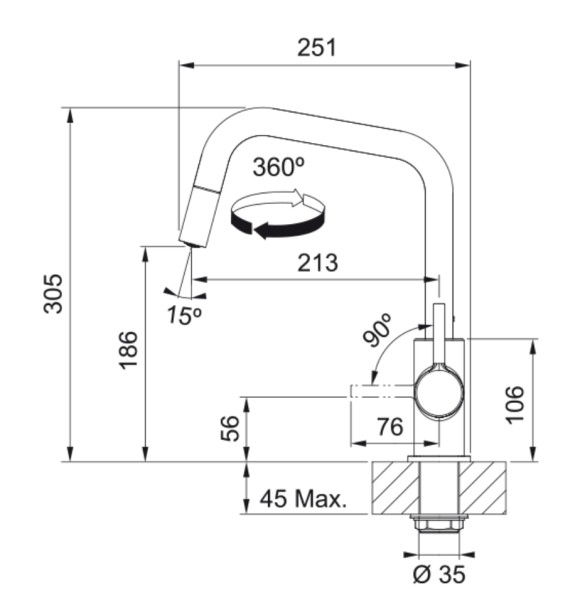 Robinet mono-commande Franke 301061 detail 2