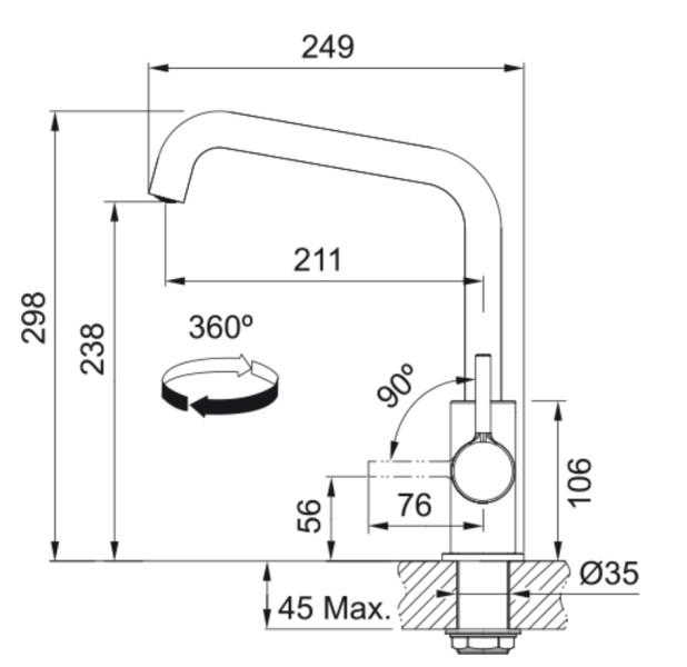 Robinet mono-commande Franke 301062 detail 1