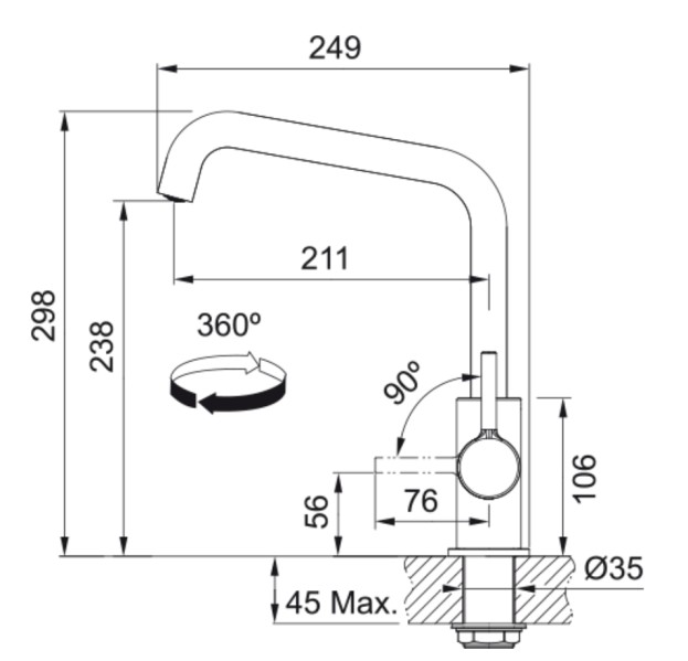 Robinet mono-commande Franke 301063 detail 1