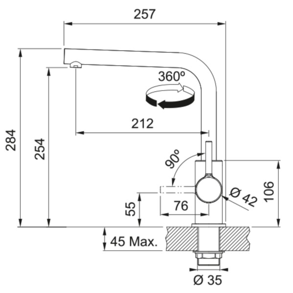 Eéngreepskraan Franke 301069 detail 1