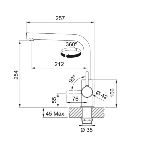 Robinet mono-commande Franke 301046/ACTIE detail 2