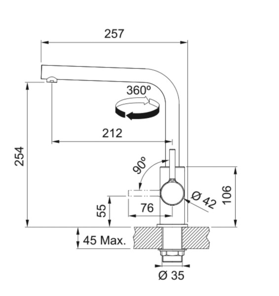 Robinet mono-commande Franke 301045 detail 2