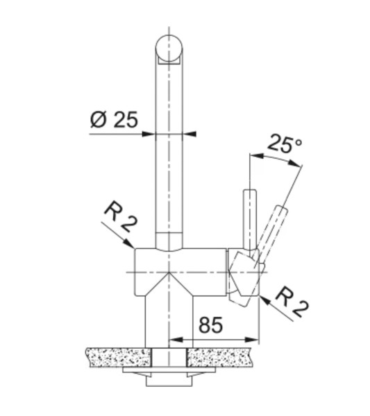 Eéngreepskraan Franke 301982 detail 2