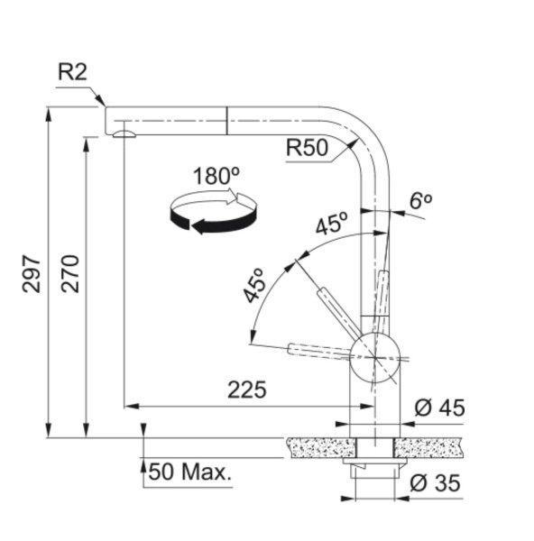 Robinet mono-commande Franke 301906/ACTIE detail 1