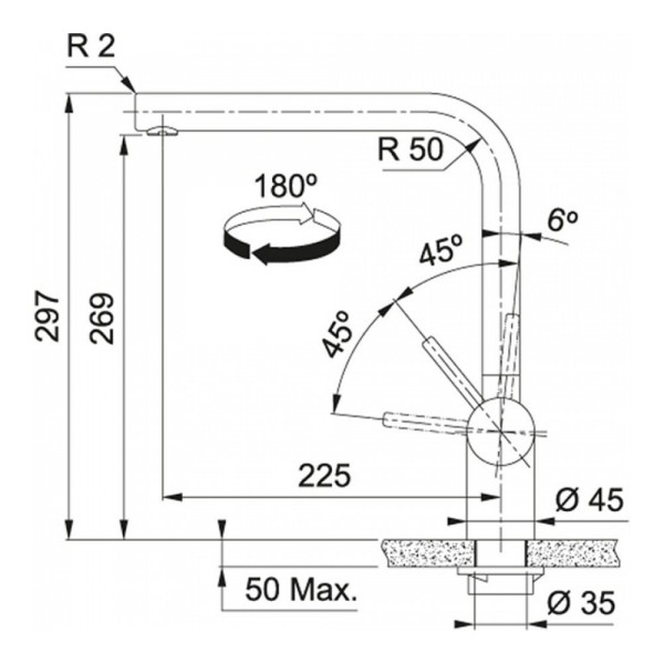 Robinet mono-commande Franke 301907/ACTIE detail 1