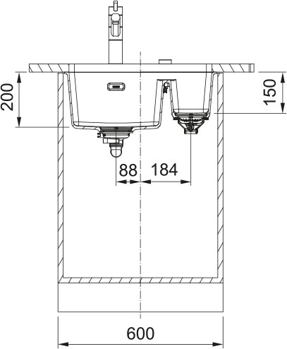 Dubbele spoelbak Franke MRG160MBL1/ACTIE detail 2