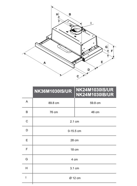 Dampkap telescopisch Samsung NK36M1030IS detail 3
