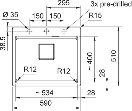 Enkele spoelbak Franke KNG610530MW1 detail 6