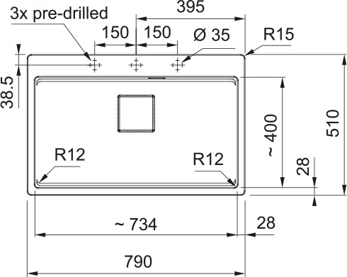 Enkele spoelbak Franke KNG610730LG1 detail 6