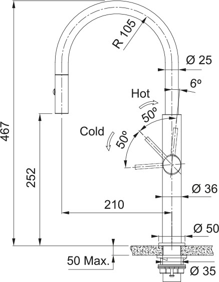 Robinet mono-commande Franke 301087 detail 6