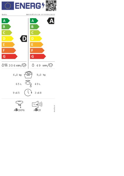 Lave- et sèche-linge combination Beko BM5DFT4941B/was droog detail 3