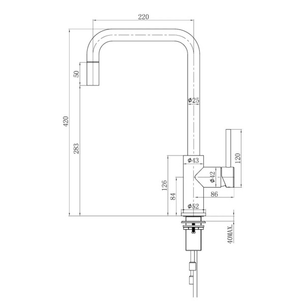 Robinet mono-commande Lorreine SPEY-GUNMETAL detail 1