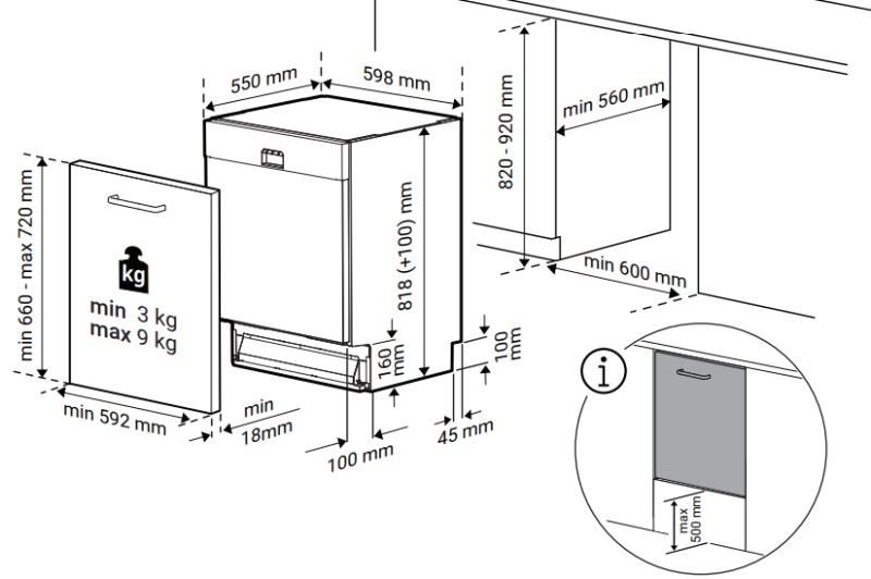 Vaatwasser volledig integreerbaar 60cm Beko BG840EXVI detail 4