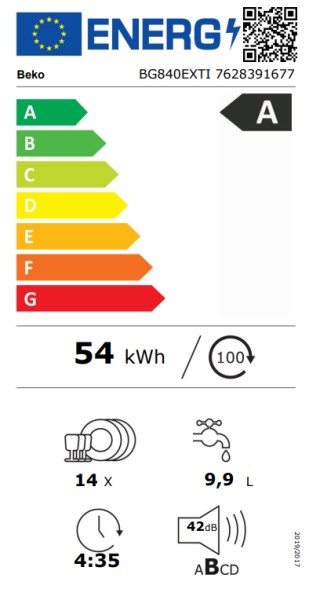 Vaatwasser integre. 60cm frontbediening Beko BG840EXTI detail 4