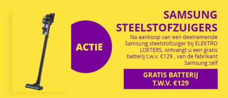 Gratis batterij t.w.v. €129 - van de fabrikant samsung, na aankoop toestel bij loeters