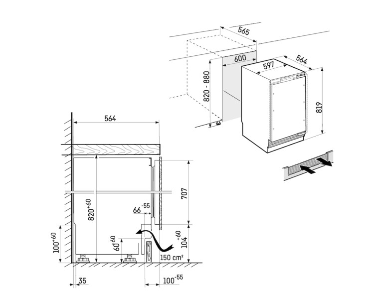 Koelkast inbouw onder werkblad Liebherr UORPR365I20 detail 6
