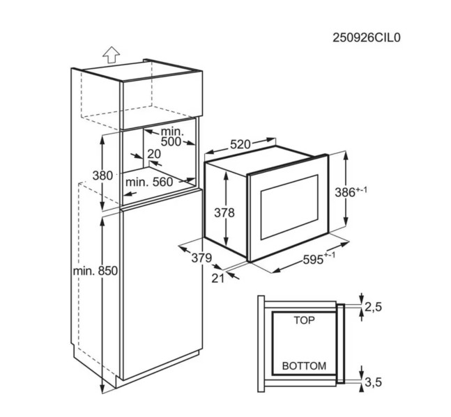 Microgolfoven inbouw met grill AEG TS5GM25EB/zwart detail 1