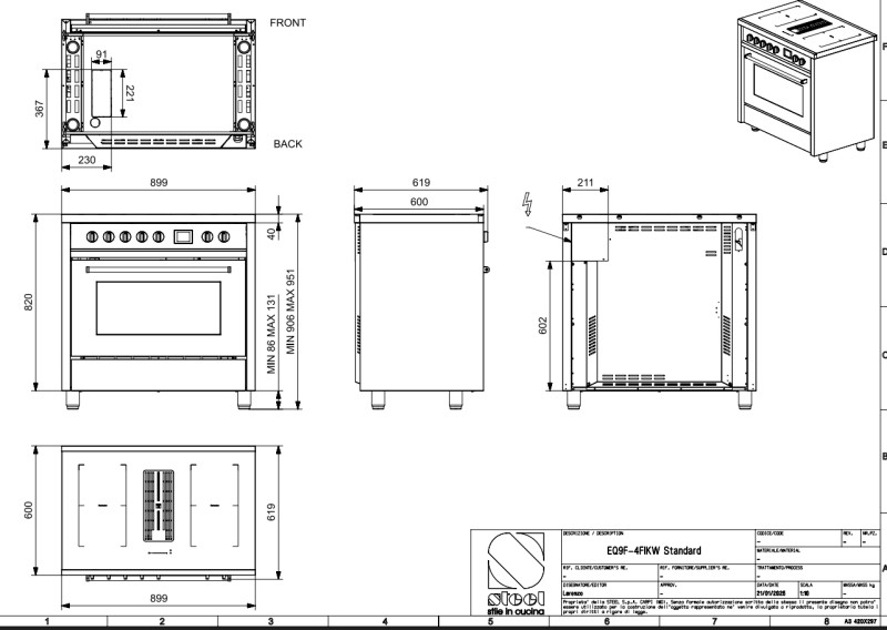 Cuisinière avec extraction STEEL CUCINE EQ9F-4FIKW detail 3