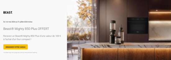 Beast mighty 850 plus blender gratuit d.v.d. €169 - du fabricant whirlpool, apres achat chez loeters 