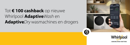 Extra korting - cashback - van de fabrikant whirlpool, na aankoop toestel bij loeters