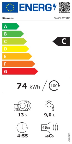 Vaatwasser volledig integreerbaar 60cm Siemens SX63HX03TE detail 6