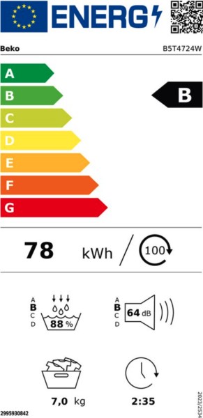 Séchoir Beko B5T4724W vooraanzicht