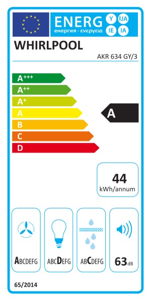 Hotte téléscopique Whirlpool AKR634GY3 vooraanzicht