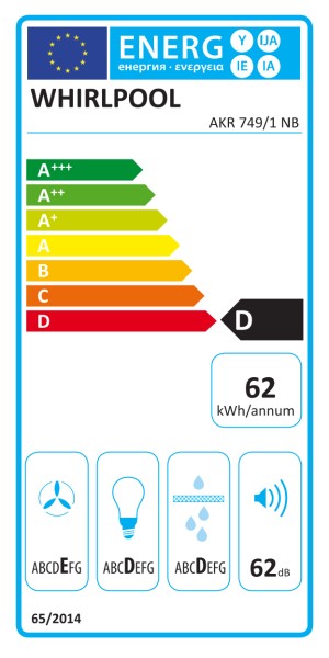 Hotte téléscopique Whirlpool AKR7491NB vooraanzicht