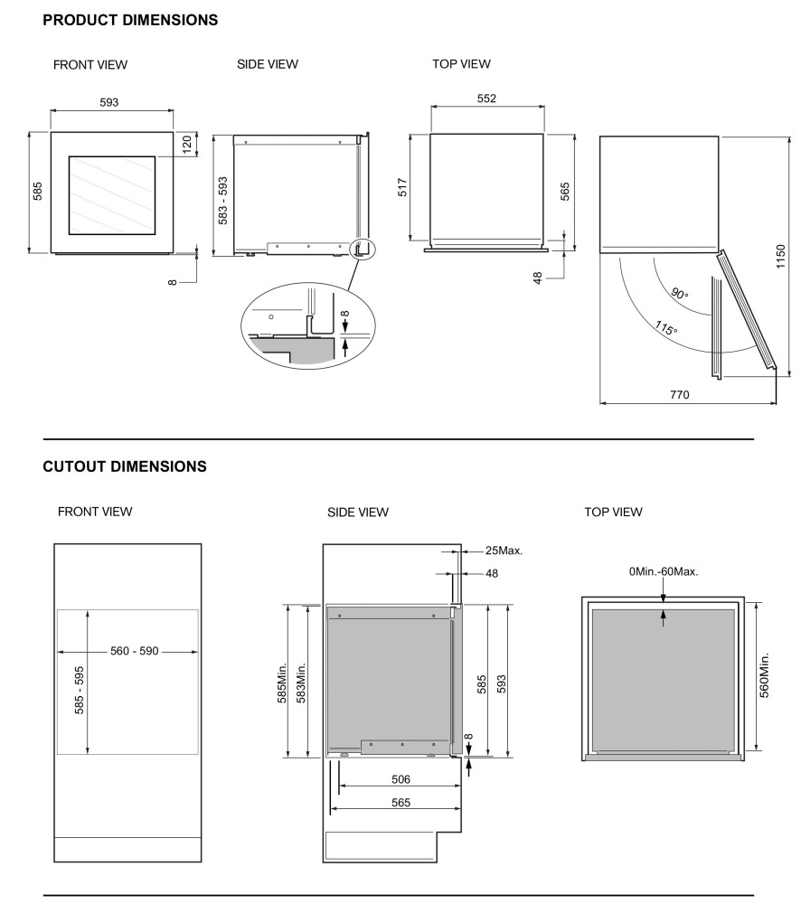 Bertazzoni Wijnkast inbouw RWC 60B4 DNRP