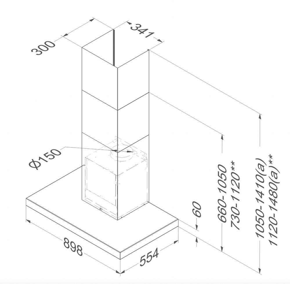 Novy Dampkap zonder motor 7605