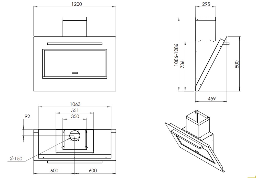 Venduro Dampkap zonder motor AXIS 2WI120 ZM