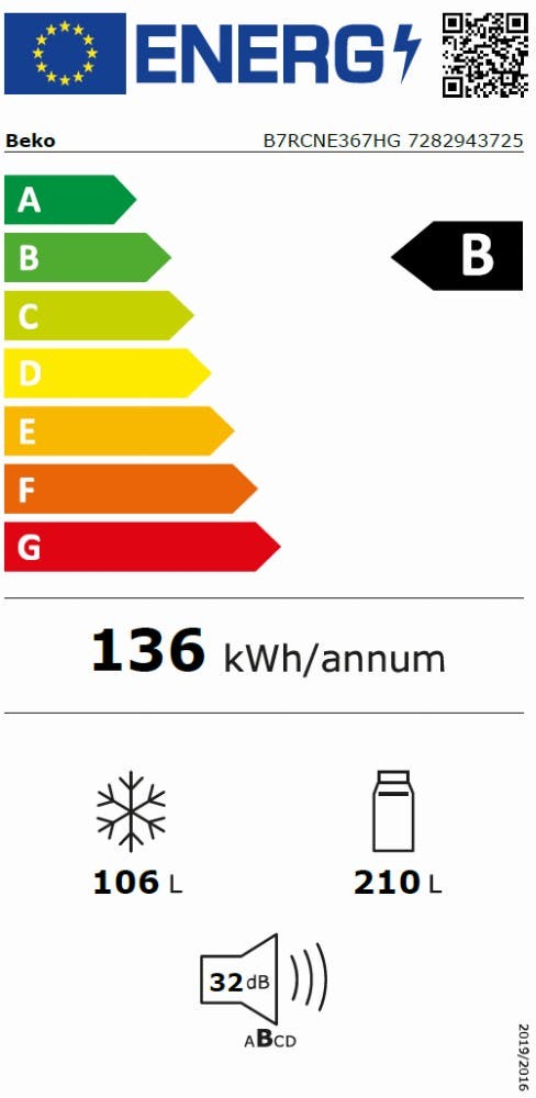 Beko Koelvriescombinatie B 7RCNE367 HG