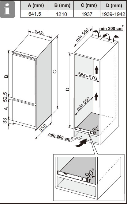 Frilec Koelvriescombinaties inbouw BERLIN 299-E-NF-080 D