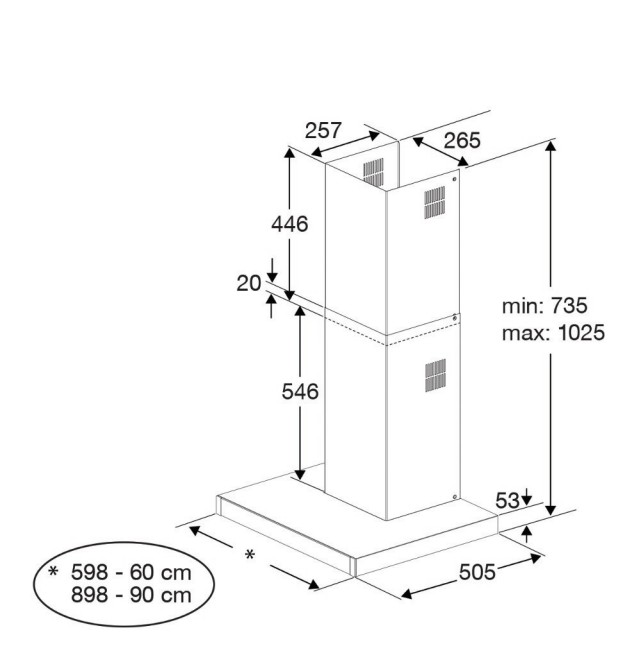 Beko Dampkap wand/schouw BHCB 91622 BXH