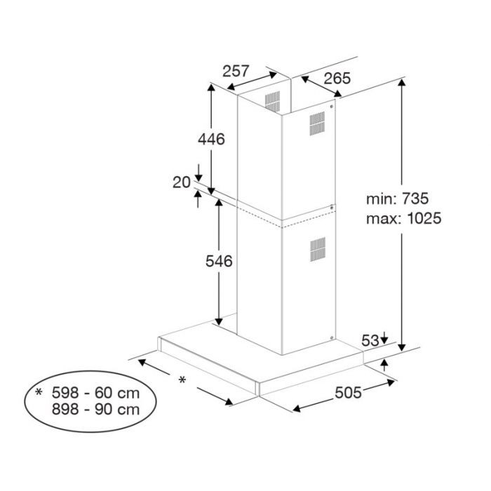 Beko Dampkap wand/schouw BHCB 96641 BBBHS