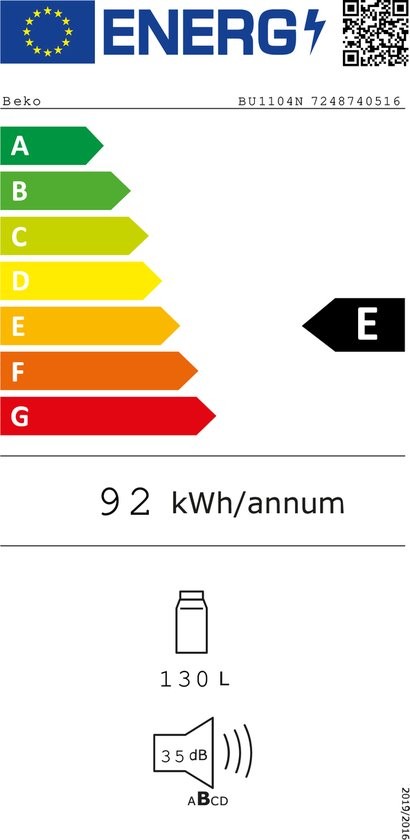 Beko Koelkast inbouw onder werkblad BU 1104 N