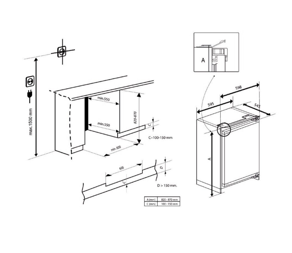 Beko Diepvries inbouw < 82 cm BU 1204 N