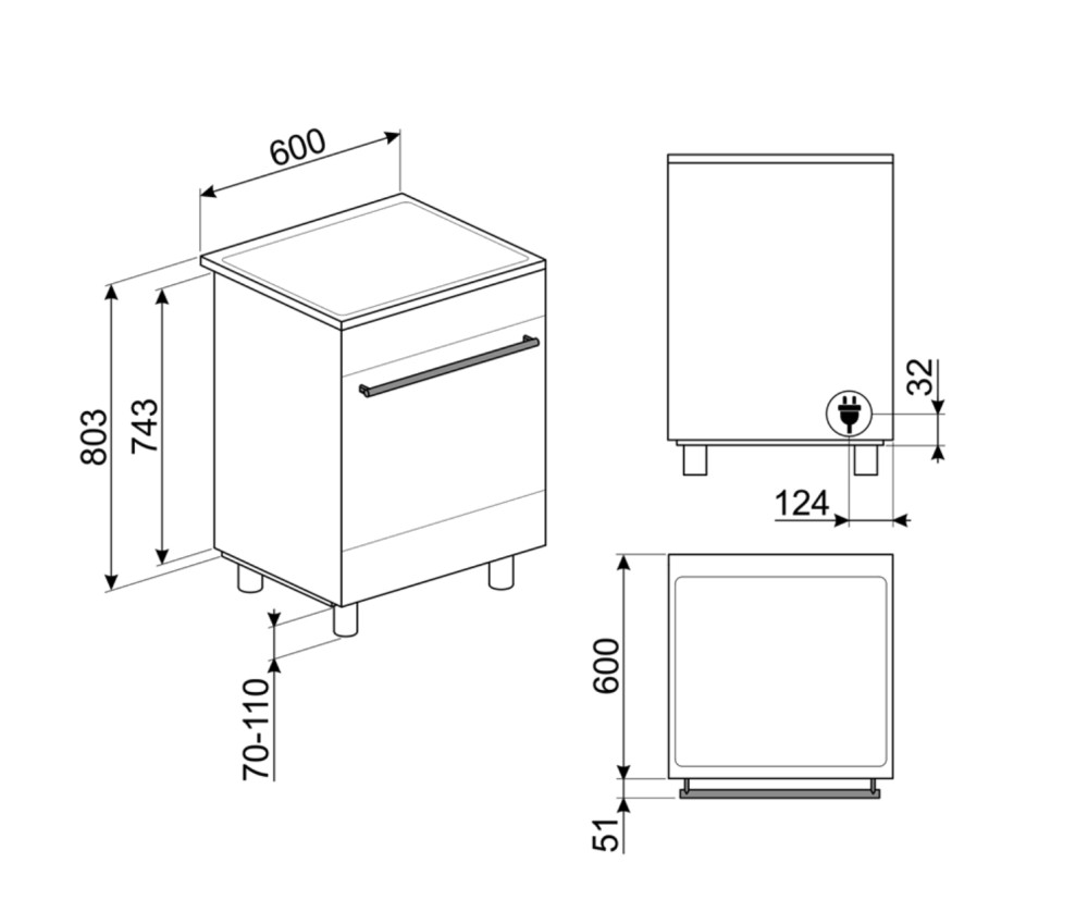 Smeg Fornuis inductie kookplaat  C 6IMMBT 2