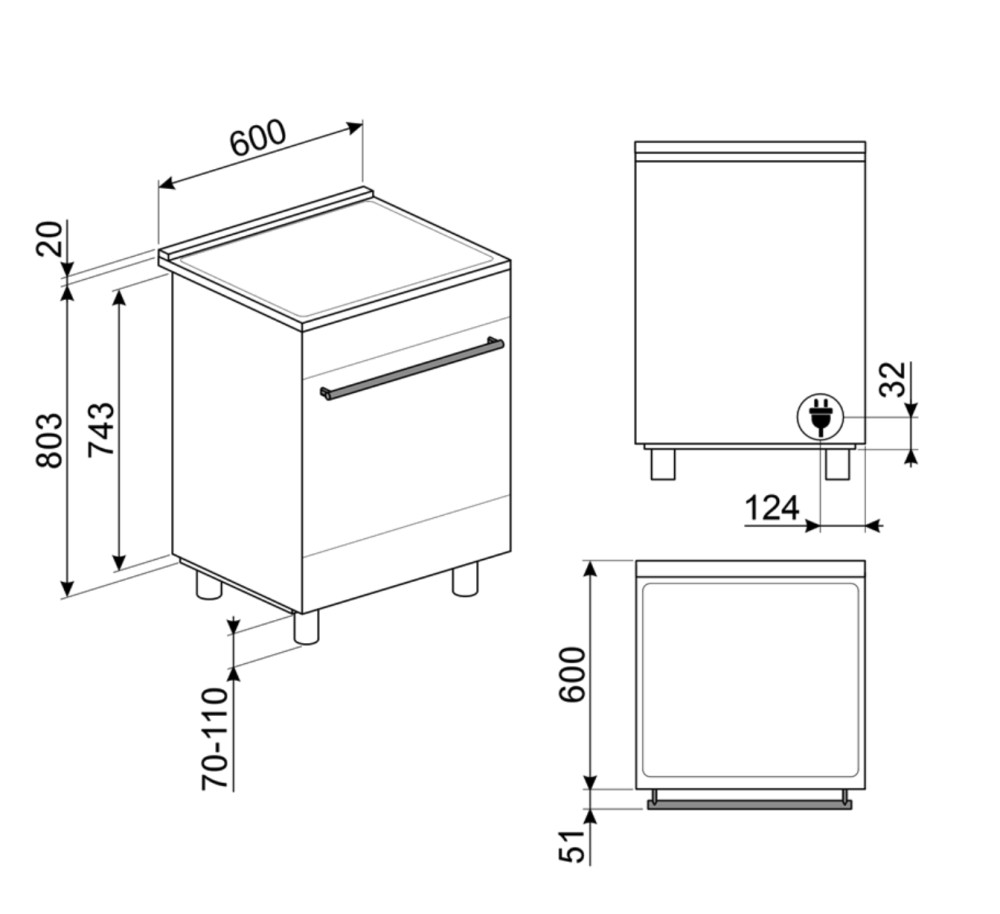Smeg Fornuis inductie kookplaat C 6IPWHM 2