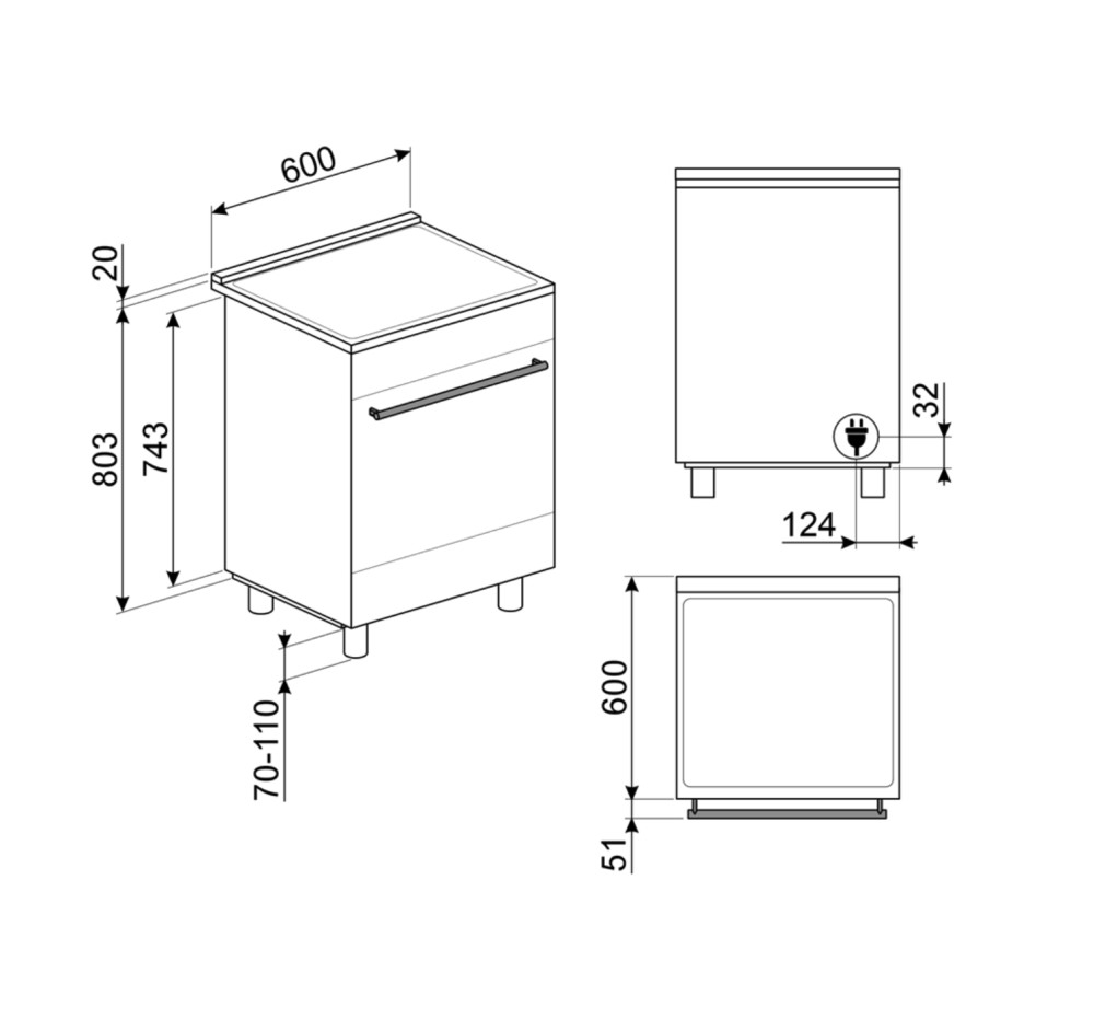 Smeg Fornuis inductie kookplaat  C 6IPXM 2